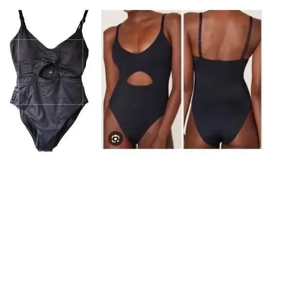 Andie One Piece Swimsuit Black Sz M The Samoa Cutout Flattering swimwear - Picture 2 of 7